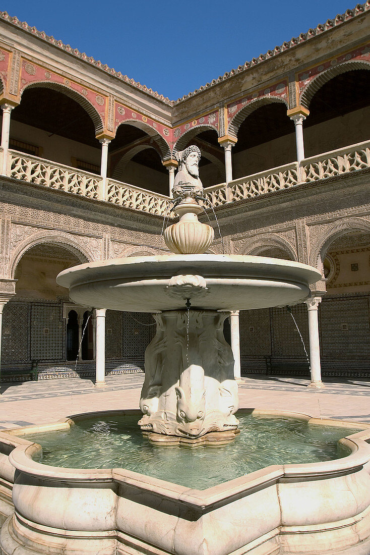 Casa de Pilatos courtyard. Sevilla. Andalucia. Spain.