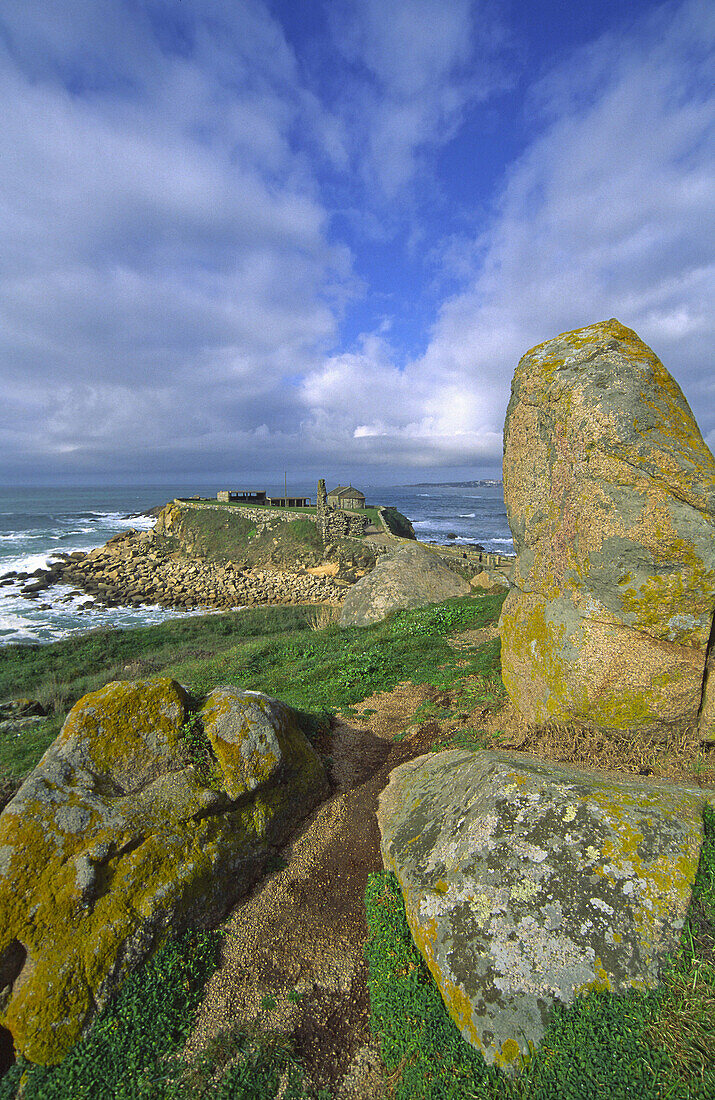 Santa María chapel. La Lanzada beach. O Grove. Pontevedra province. Galicia. Spain