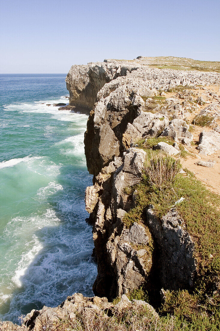 Coast landscape. Pueblo de Llames de Pría, Concejo de Llanes, Paisaje Protegido de la Costa Oriental, Asturias, Spain.