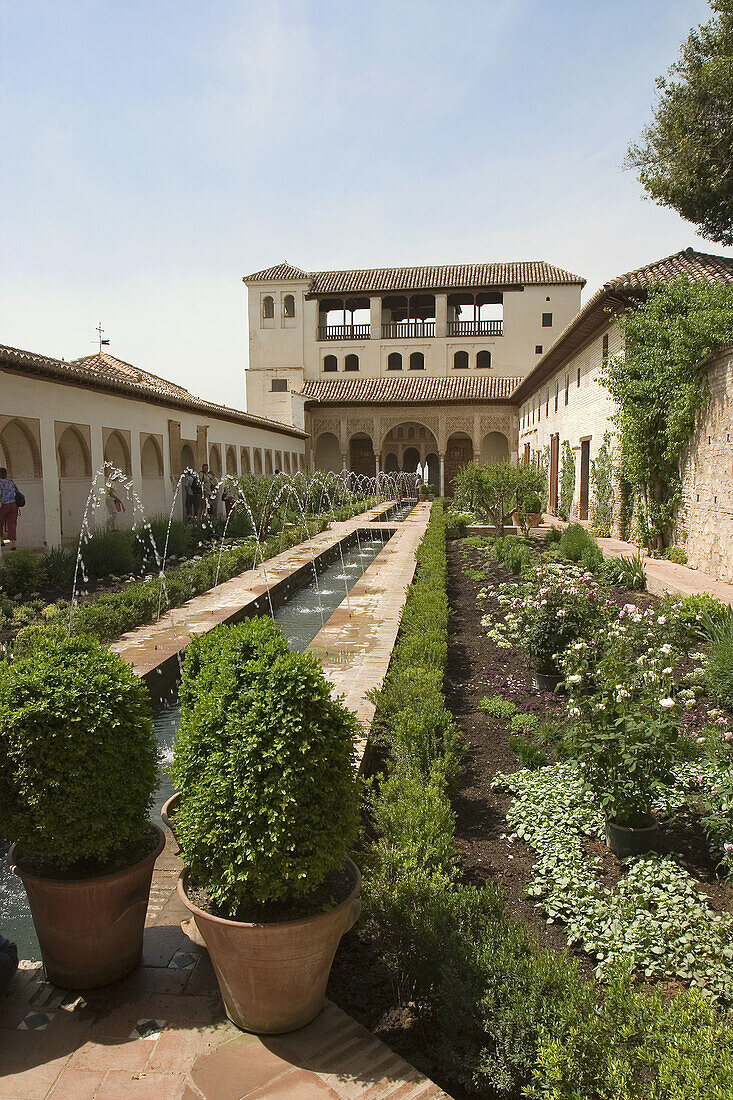 Patio de la Acequia, Generalife gardens, Granada. Andalusia, Spain