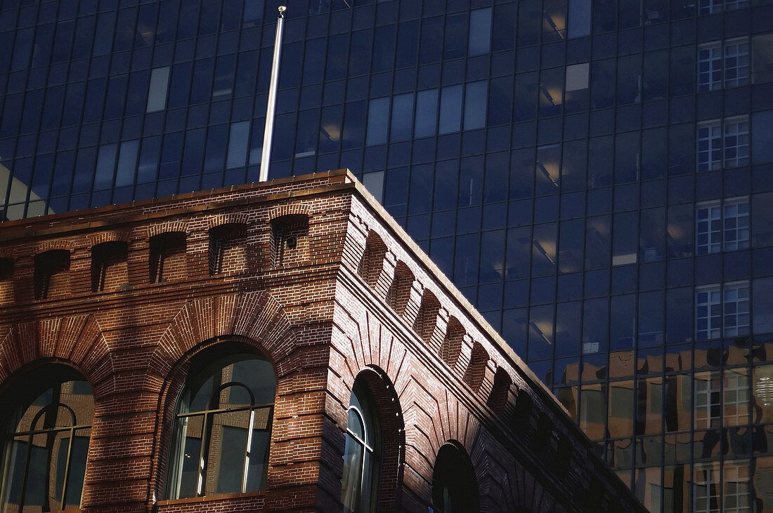 Old and new office buildings in downtown San Francisco, CA.