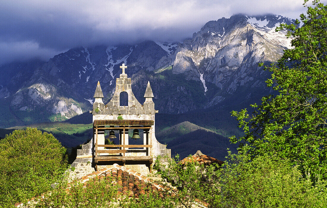 Old church. Picos de Europa mountains. Cantabria. Spain