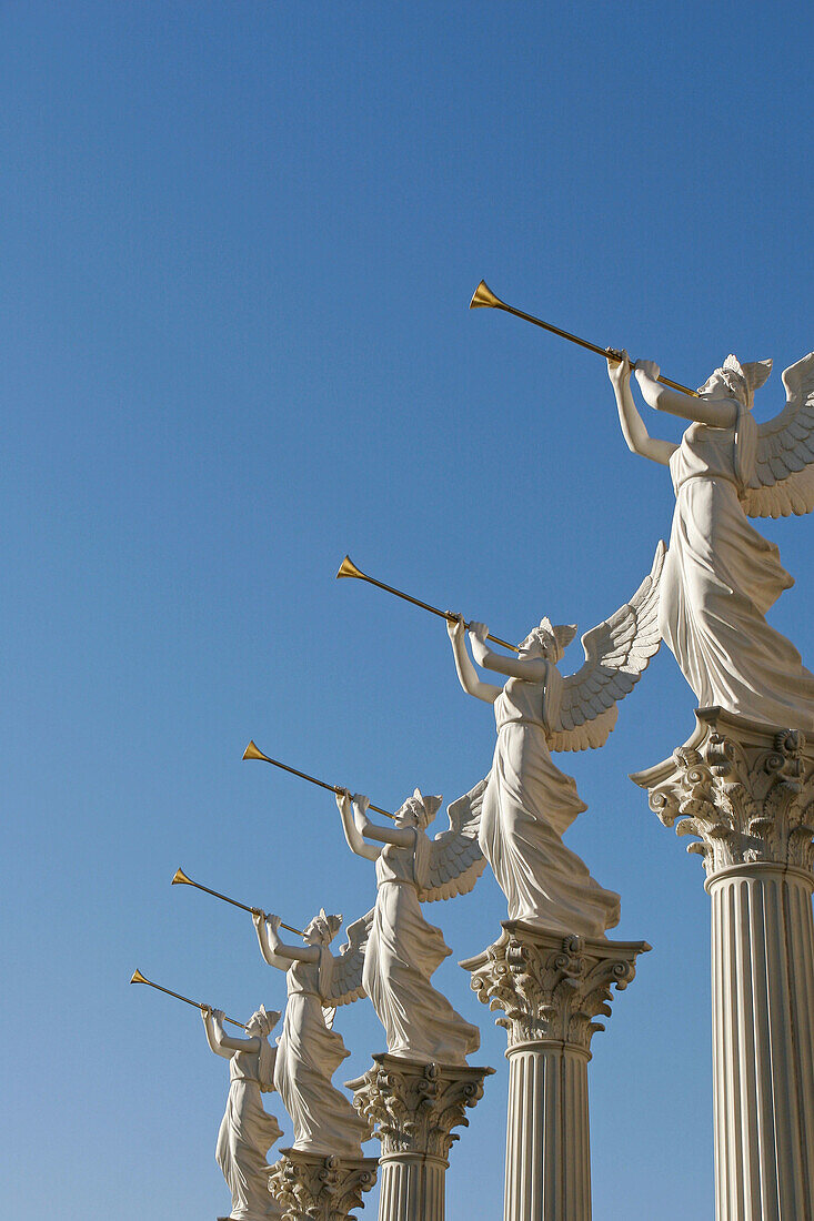 Angel statues with trumpets Caesars Palace Las Vegas USA.