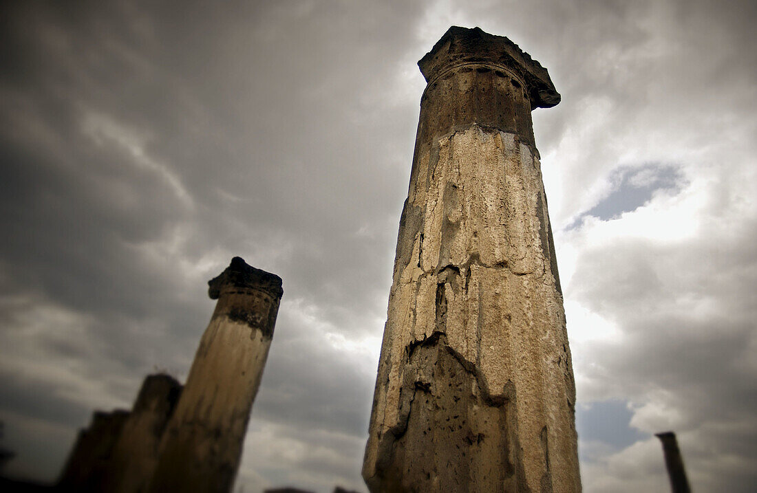 Columns, ruins of the Roman city of Pompeii. Campania, Italy
