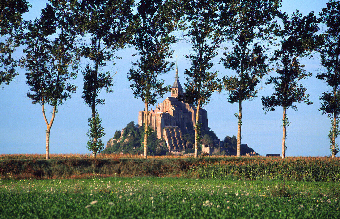 Mont St. Michel, view from the polders. Normandy. France