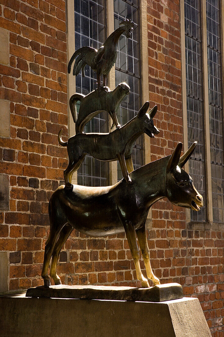 Bremer Stadtmusikanten, Nach einem Märchen der Gebrüder Grimm, [Bremen ist UNESCO Welt Kulturerbe], Bremen, Deutschland, Europa