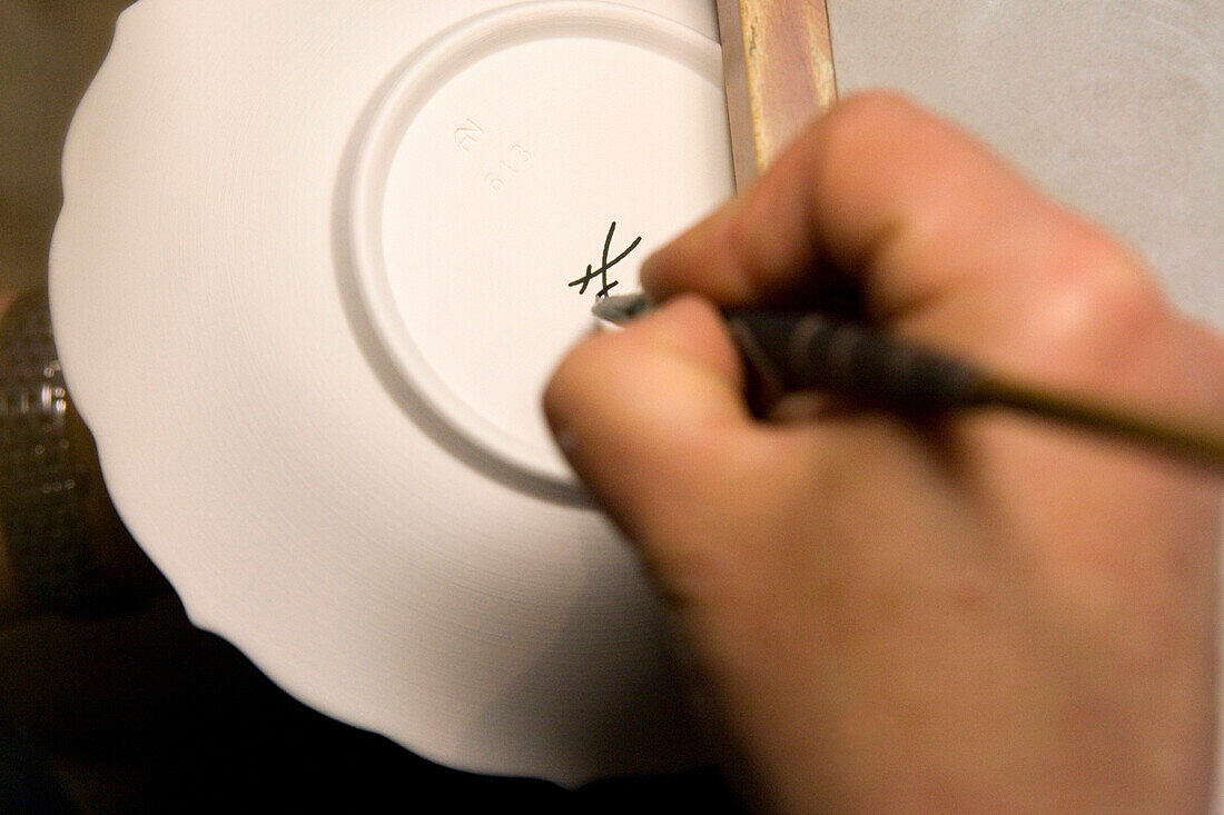 Marking of a chinaware plate, porcelain manufacture Meissen, Saxony, Germany