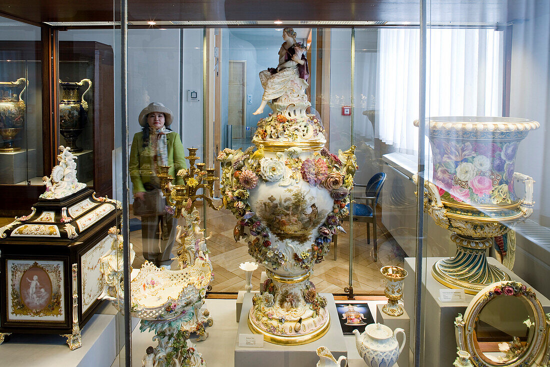 EPieces in the historism style, porcelain museum, Meissen, Saxony, Germany