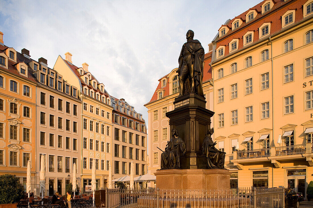 Neumarkt with statue of Friedrich II, King of Saxony, Dresden, Saxony, Germany, Europe