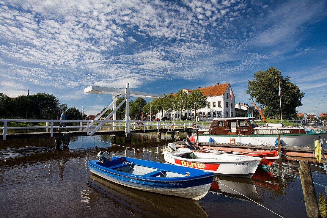 Boats in harbor, Tonning, Schleswig-Holstein, Germany