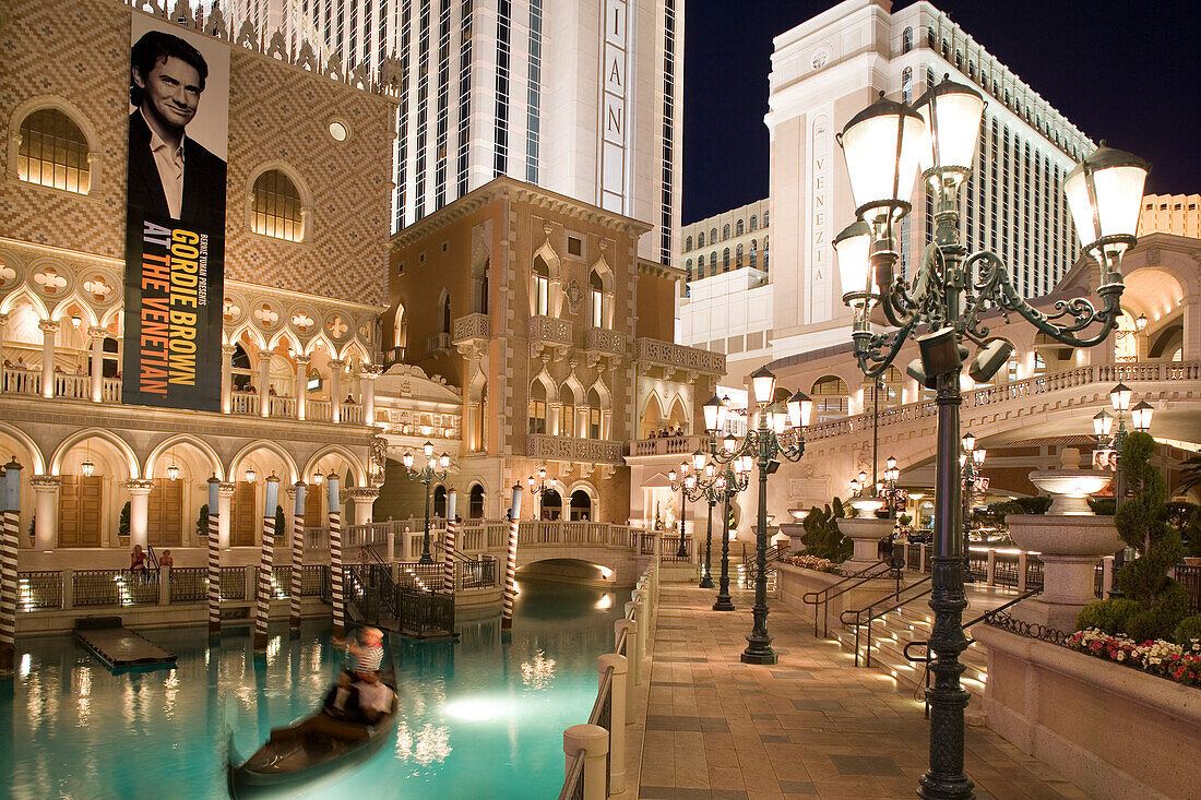 Night shot of the Venetian Resort Hotel and Casino in Las Vegas, Nevada, USA