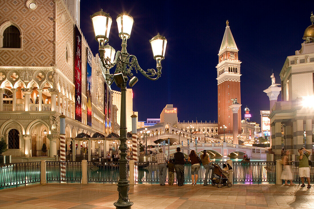 Night shot of the Venetian Resort Hotel and Casino in Las Vegas, Nevada, USA