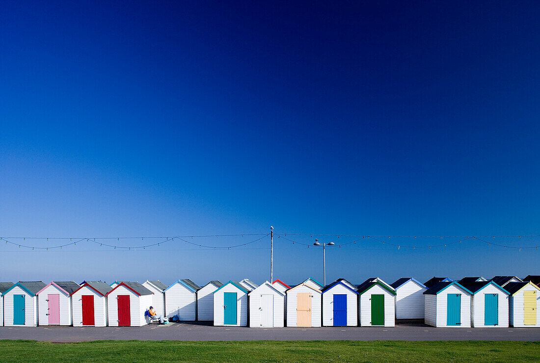 Europe, England, Devon, Bathing cabins in Paignton