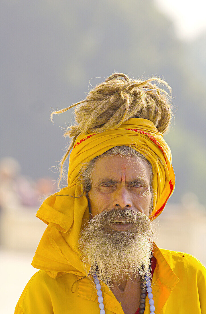 A saddhu (holy man) at the Taj Mahal, Agra, Uttar Pradesh, India