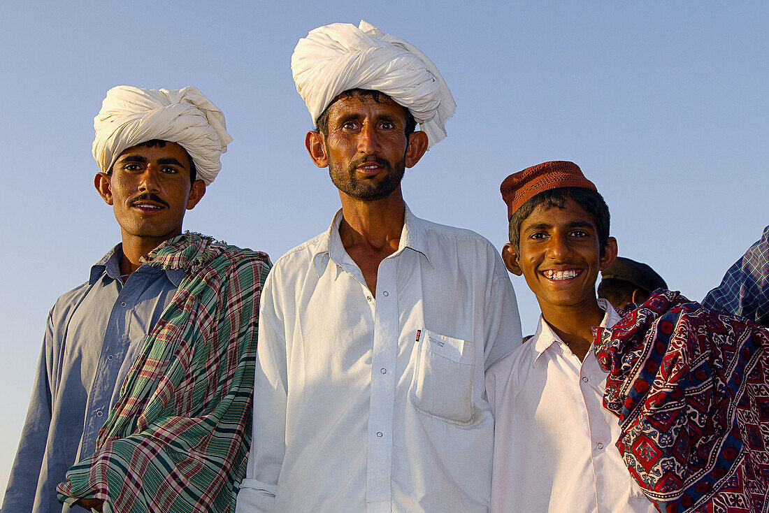 Rajasthani men, Desert Festival at the Sam Sand Dunes, Thar Desert, near Jaisalmer, Rajasthan, India