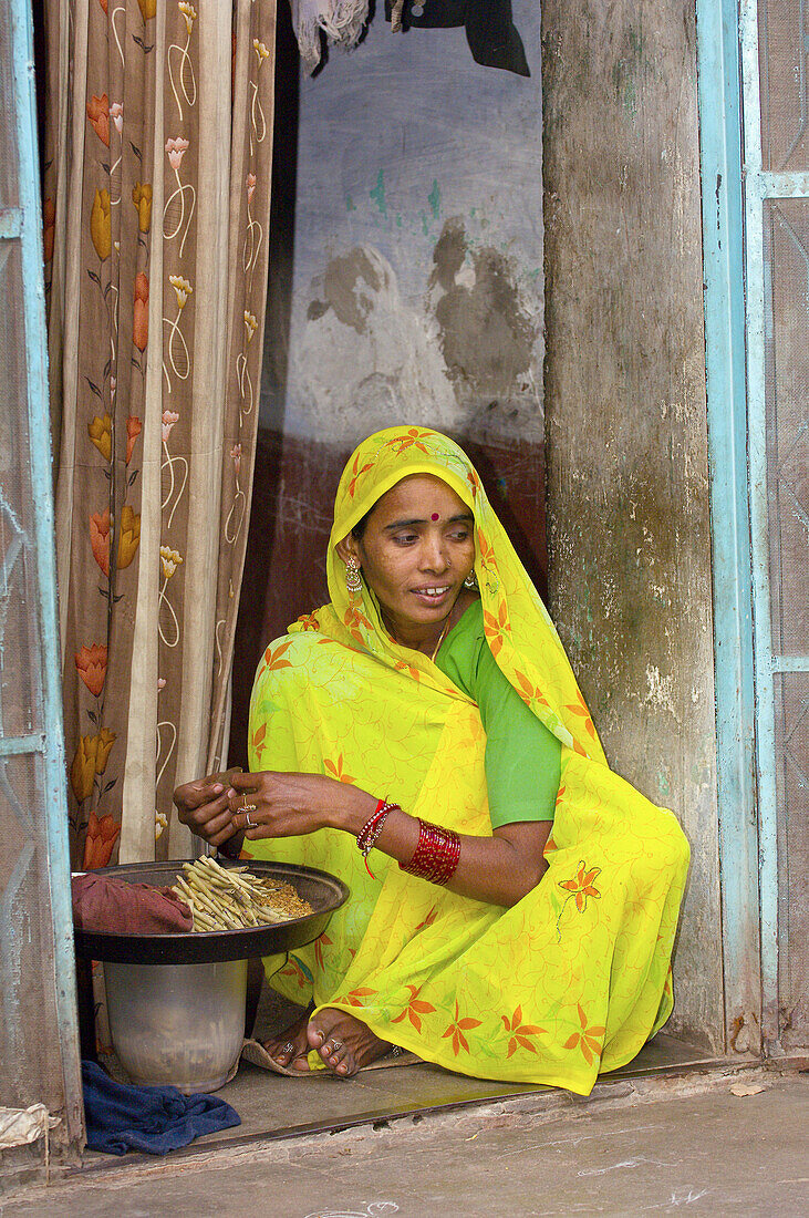 Woman, the Blue City, Jodhpur, Rajasthan, India
