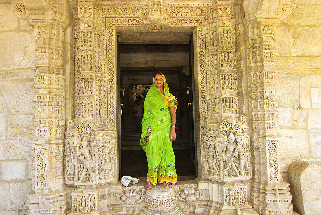 Entrance of the marble Jain Temple, Ranakpur, Rajasthan, India