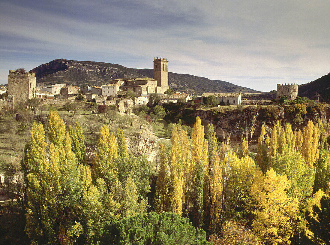 Priego and autumn landscape. Cuenca province, Castilla-La Mancha, Spain