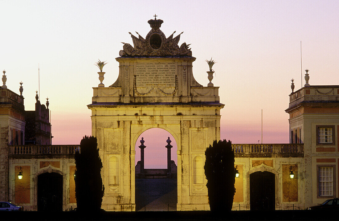 Triumphal arch (1802) of Seteais Palace, neo-classical building now a 5 star hotel. Sintra. Portugal