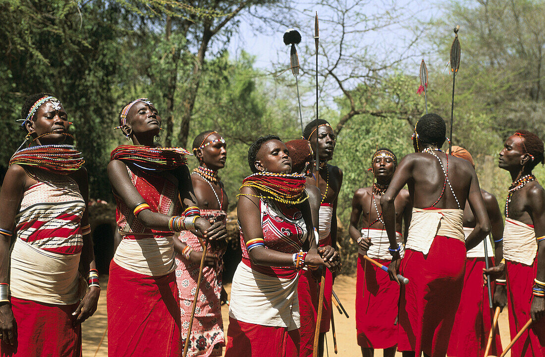 Masai people, shepherds and warriors in Kenya. Women with necklaces. Masai. Kenya.