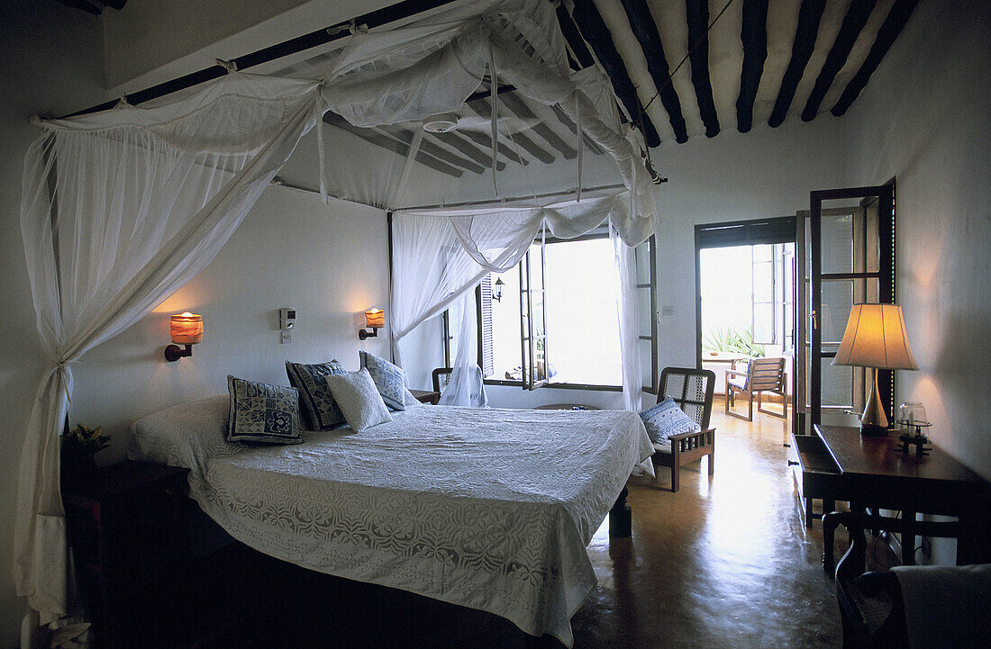 Room. Peponi Hotel in Shela coastline. Lamu Island. Indian Ocean Coast. Kenya.