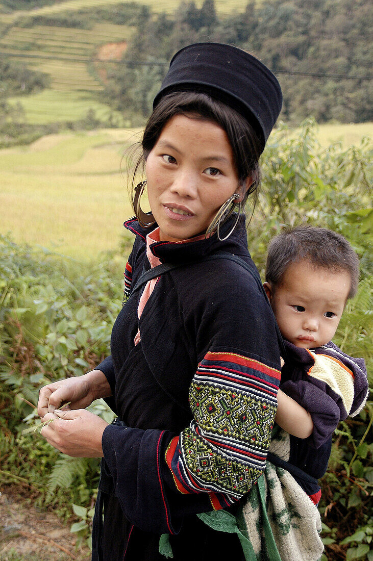 Black Hmong. Ta Phin valley rice fields. Sapa region. Vietnam.