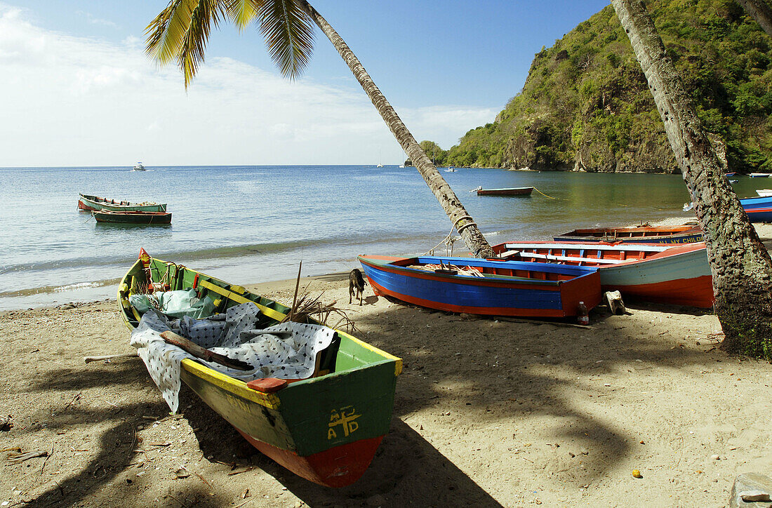 Soufriere town, under the same name volcano. Santa Lucia. West Indies. Caribbean