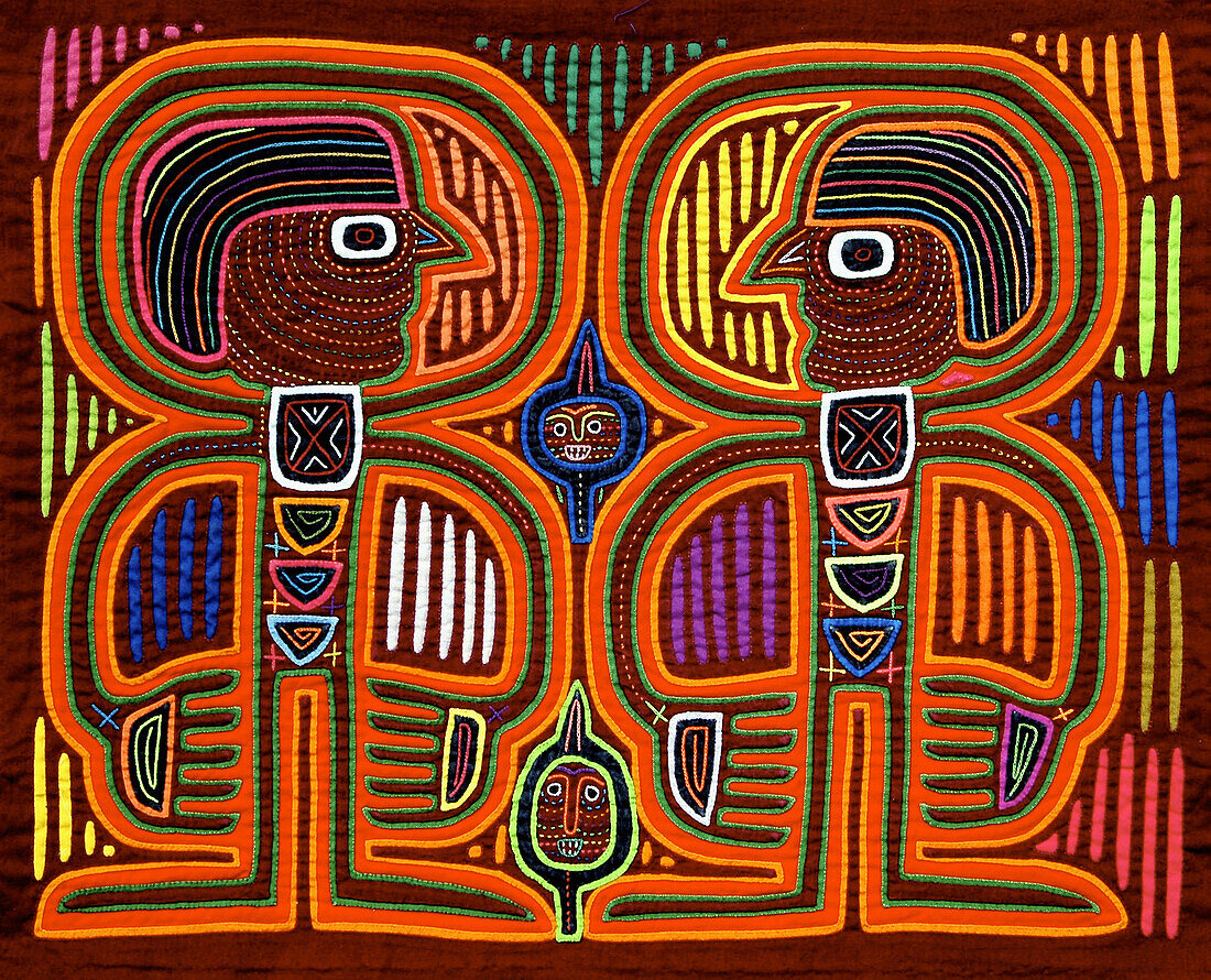 Mola, textile art by the Kuna people. Kuna Yala, San Blas, Panama