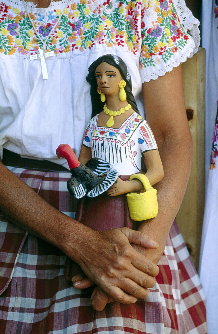 Polychromatic clay figure, Ocotlan de Morelos, Oaxaca, Mexico