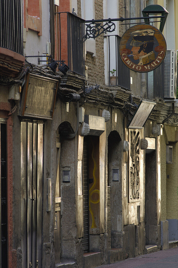 El Temple street, where the night bars are, historic center. Zaragoza. Aragon. Spain.