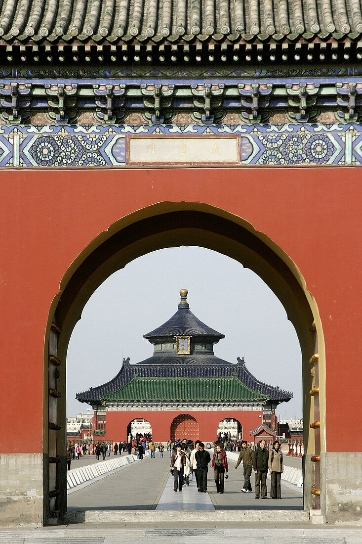 The main entrance and walk way of the Temple of Heaven, Beijing, China