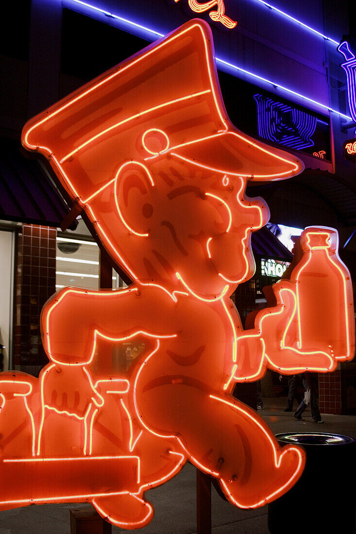 The neon figure of Neon Museum in Old Town, Las Vegas, Nevada, USA