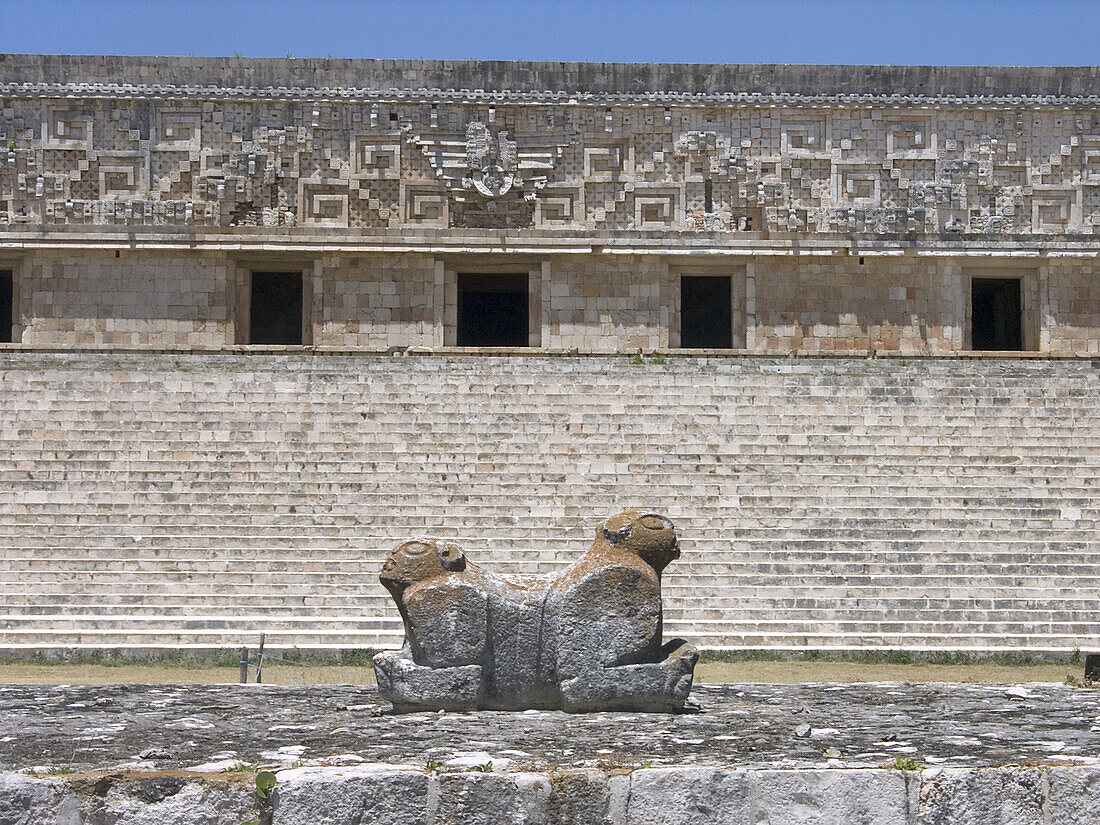 Jaguar and the Governors Palace. Uxmal, Yucatan.