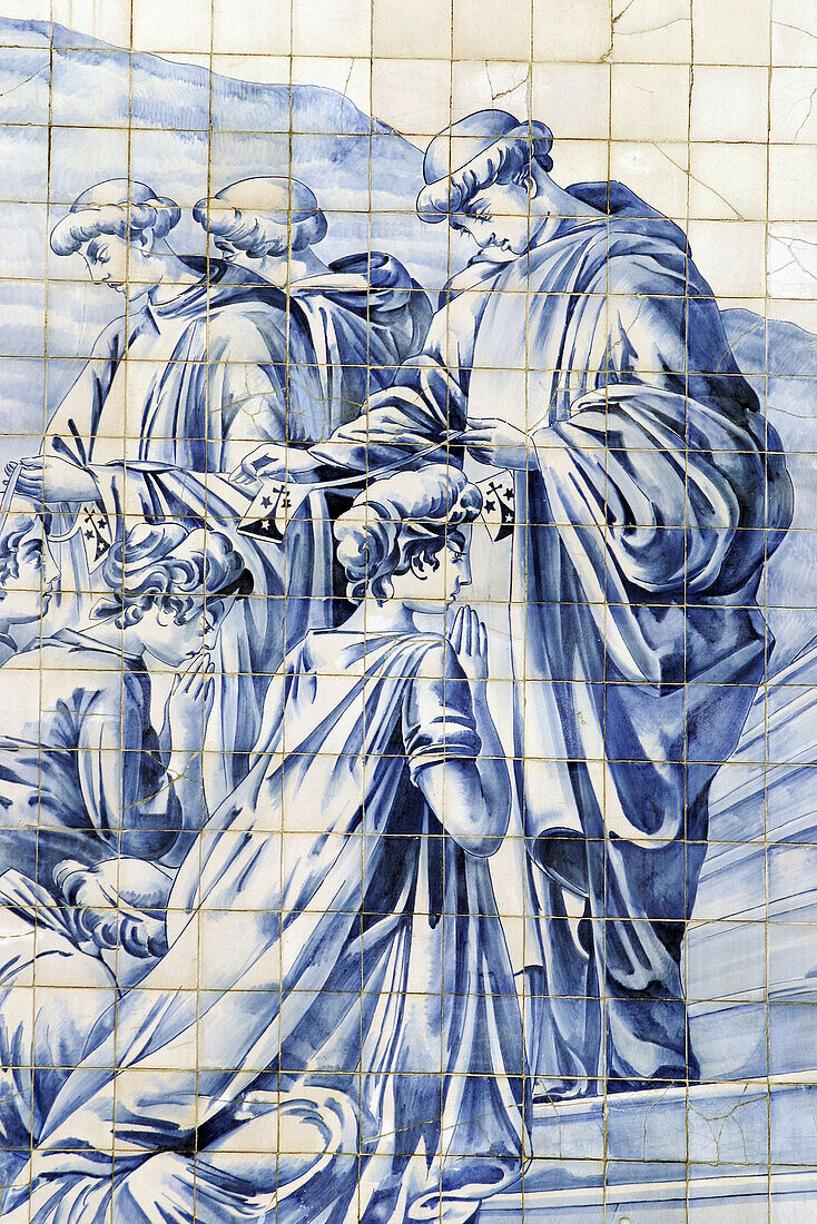 Ceramic tiles next to Sé cathedral in Oporto, Portugal.