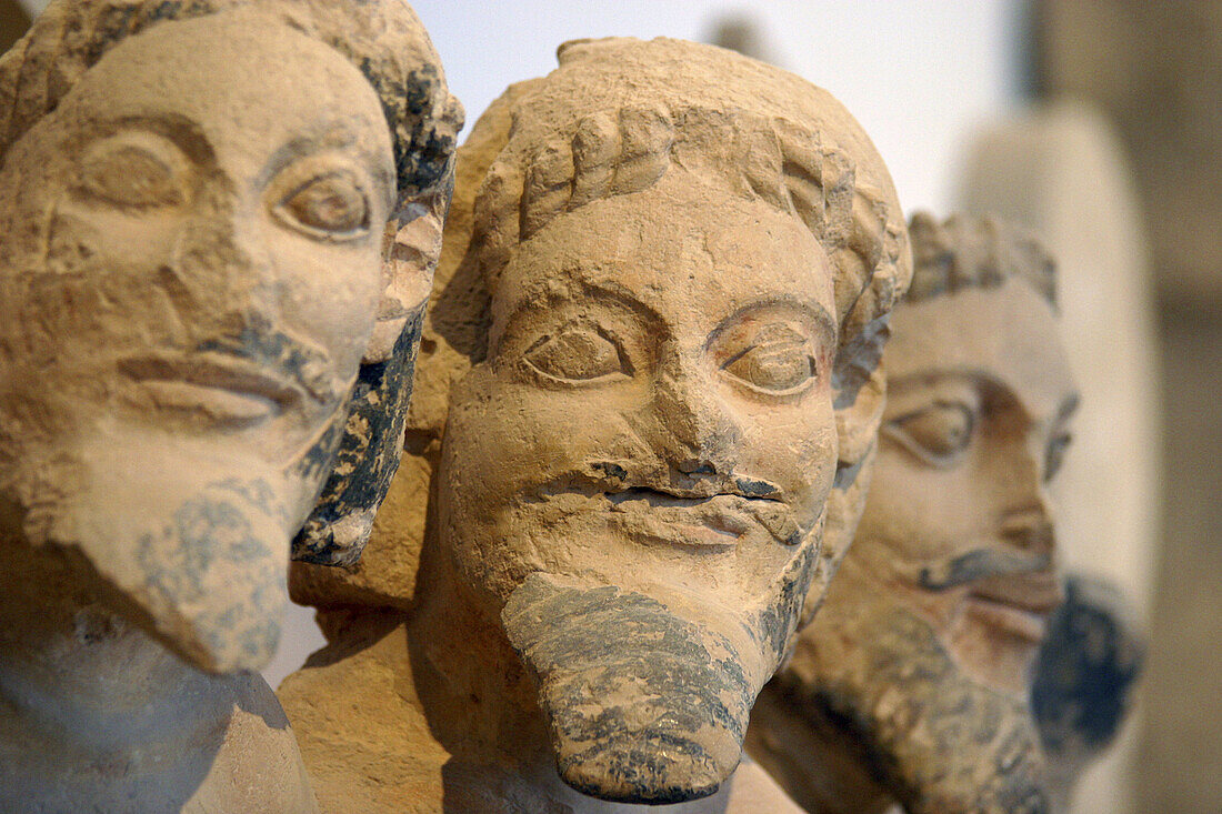 Nereas, Three Bodied Demon, detail. The Acropolis Museum. Acropolis. Athens. Greece