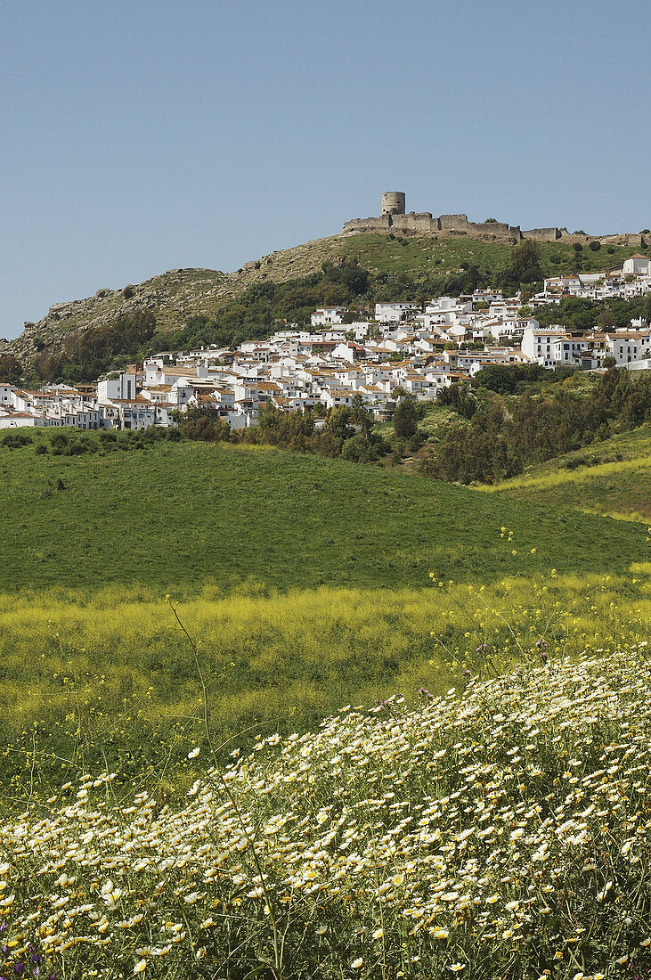 White village in spring. Jimena. Cadiz province. Spain.