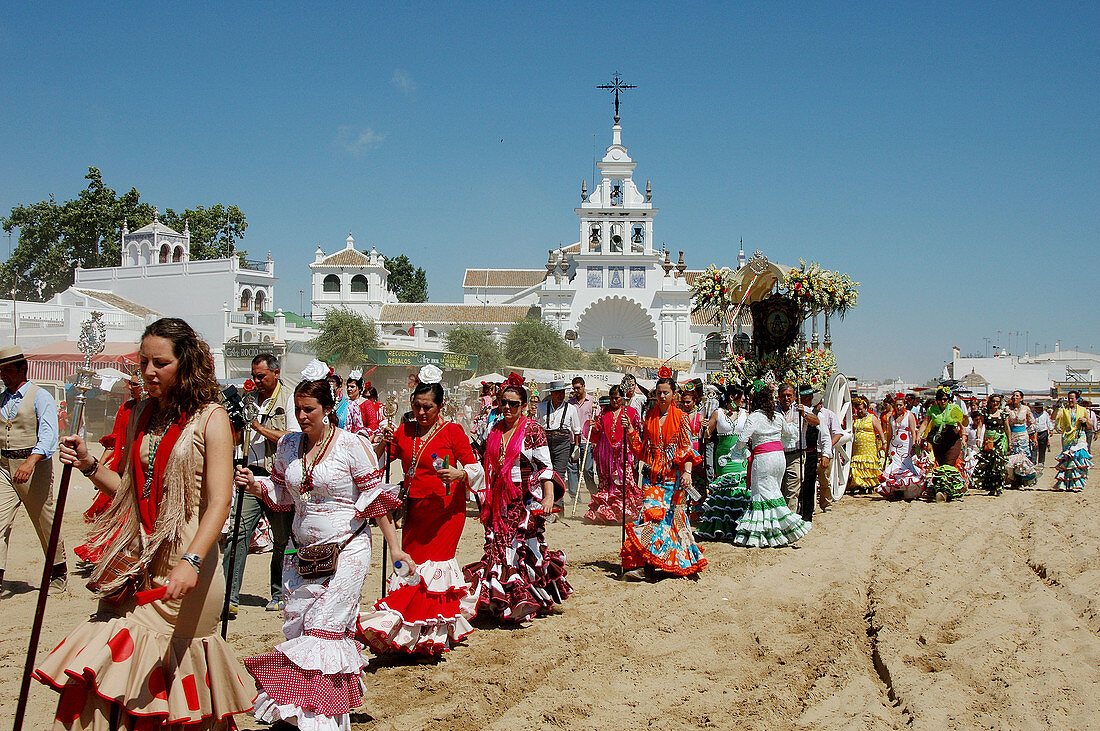 Romería (pilgrimage) to El Rocío. Huelva province, Spain