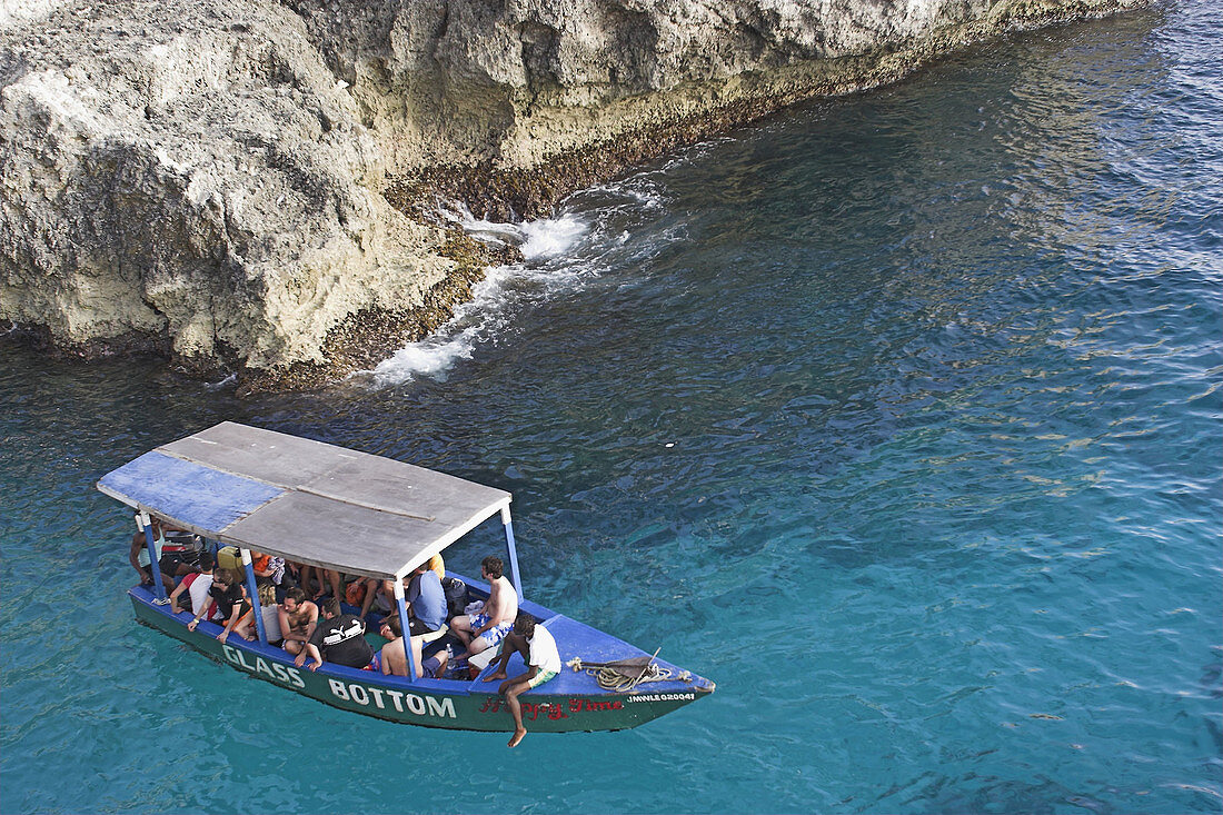 Glass-bottom boat. Negril. Jamaica.