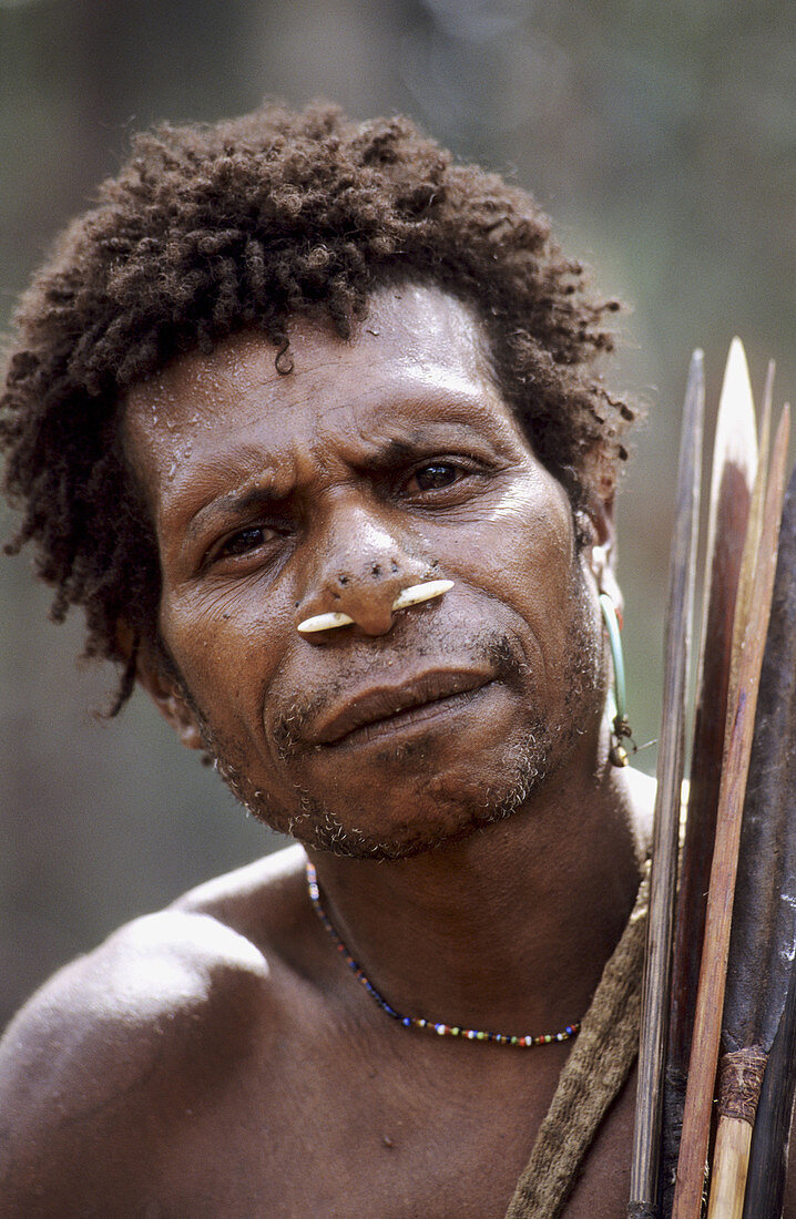 Portrait of a Koroways hunter, Western Papuasia, Former Irian-Jaya, Indonesia