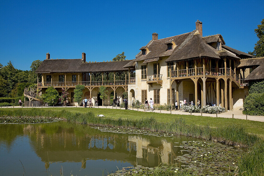 Petit hameau, hamlet of Marie Antoinette in a part of the Versailles Park, Versailles. Yvelines, Île-de-France, France