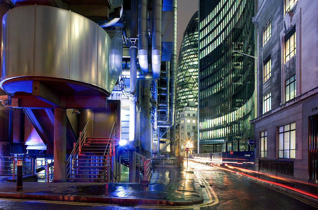 Lloyd's of London , Das von 1978 bis 1986 errichtete Gebäude ist eine Schöpfung des englischen Architekten Richard Rogers, London, England, Europe