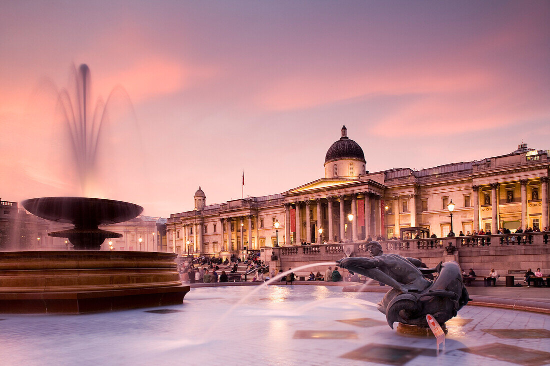 Trafalgar Square and National Gallery, London, England, Europe