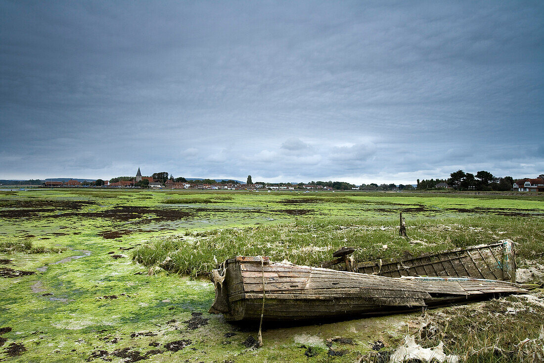 Abandoned boat wreck near Bosham, West Sussex, England,  Europe