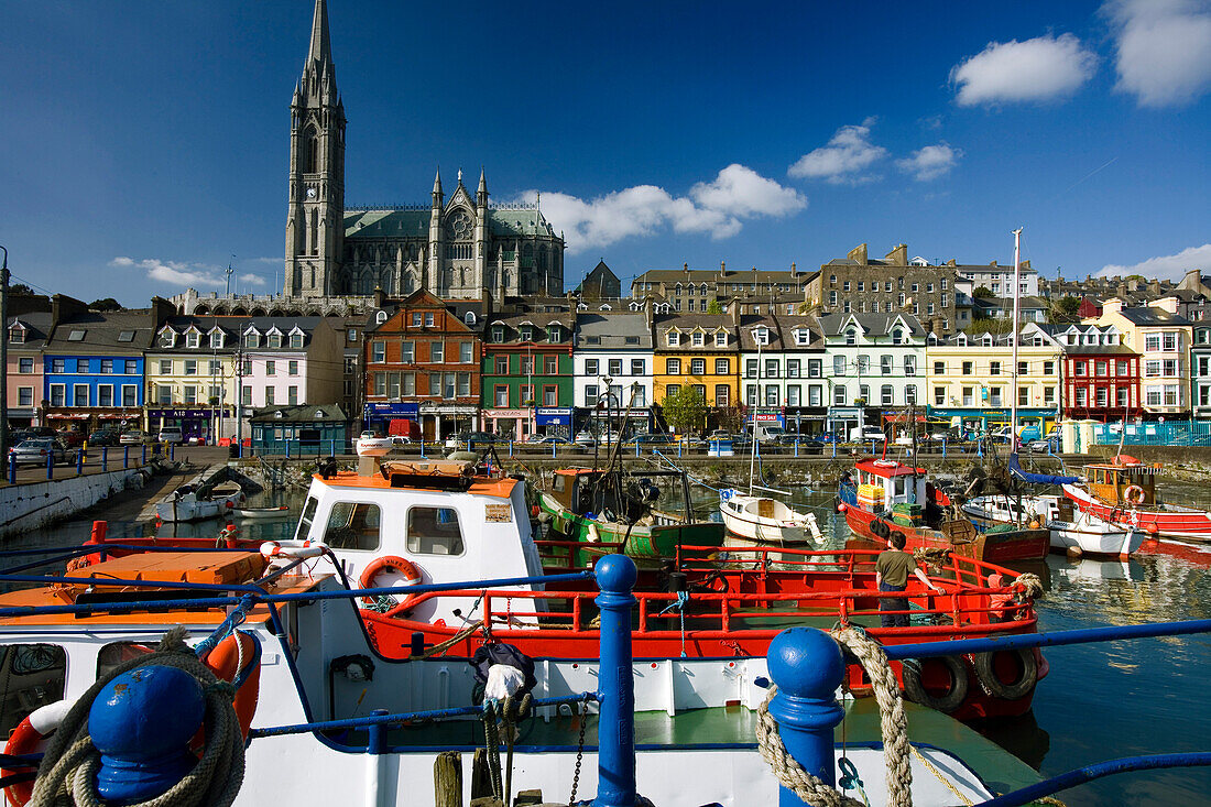 Town centre and harbour in Cobh, County Cork, Ireland, Europe