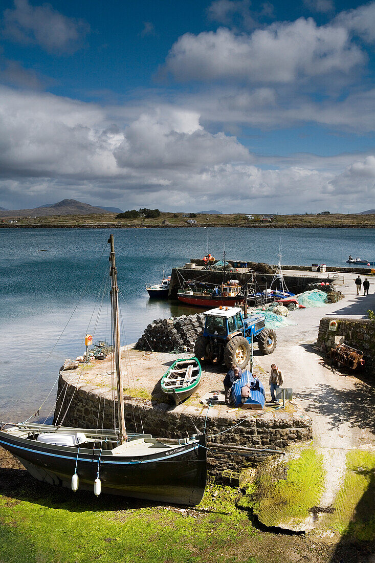 The fishing port of Roundstone village, County Galway, Ireland, Europe