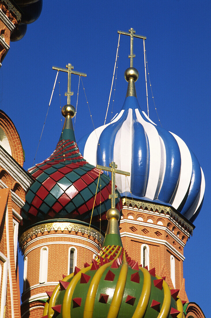 Domes of St. Bazils cathedral on the Red square, XVIth century. Moscow, Russia.