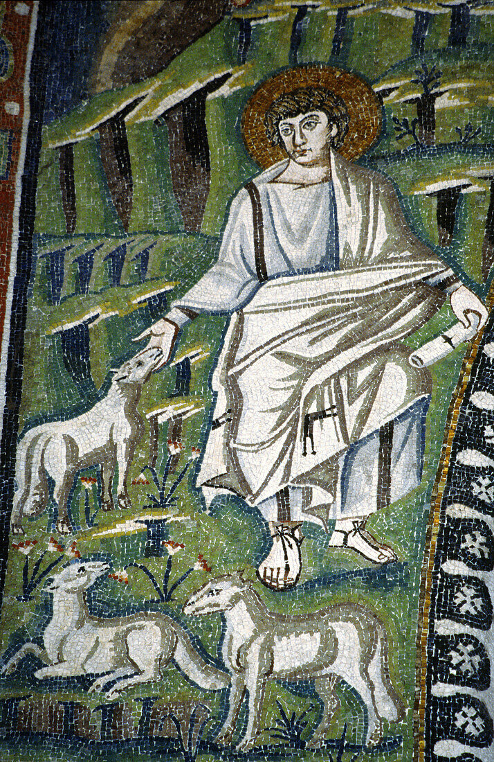 Saint, Mosaics, Basilica of San Vitale (526-547), Ravenna, Italy