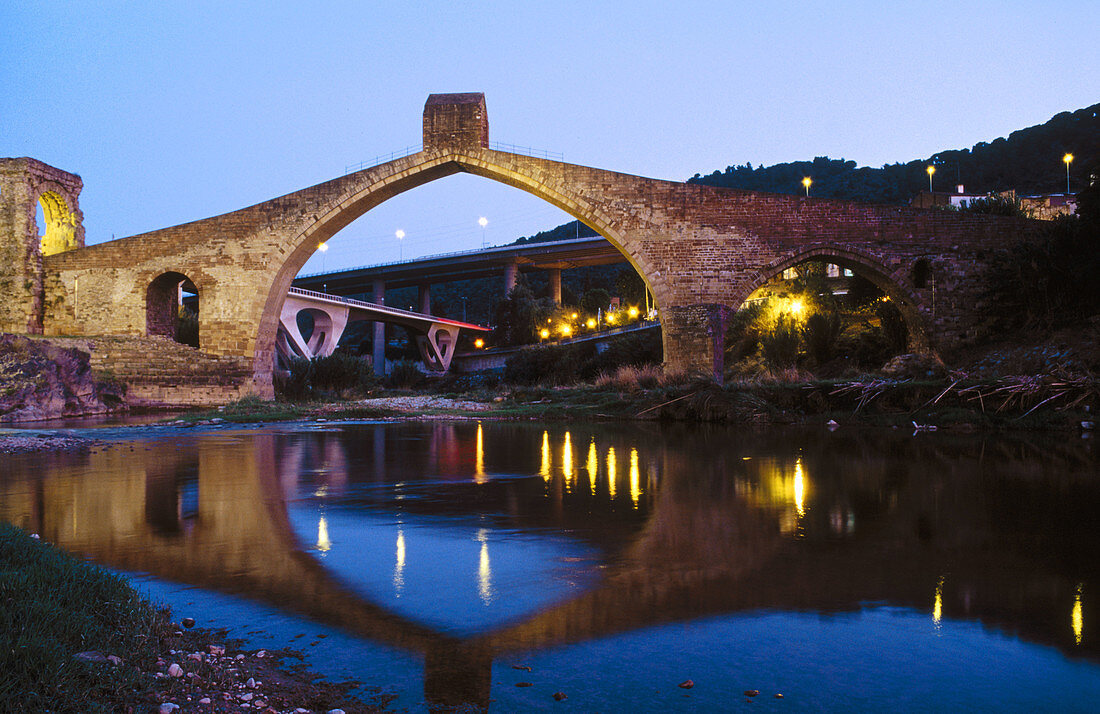 Pont del Diable (Devils Bridge), Roman and medieval bridge. Llobregat river. Martorell. Catalunya. Spain.