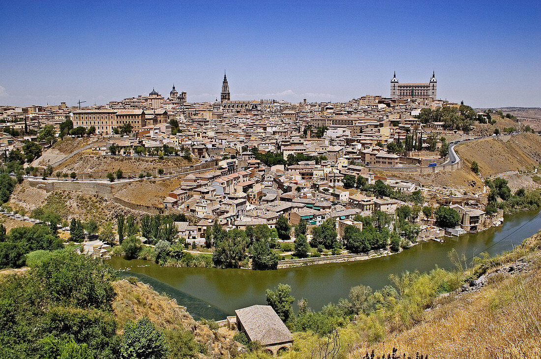 Toledo and Tejo river. Castilla-La Mancha, Spain