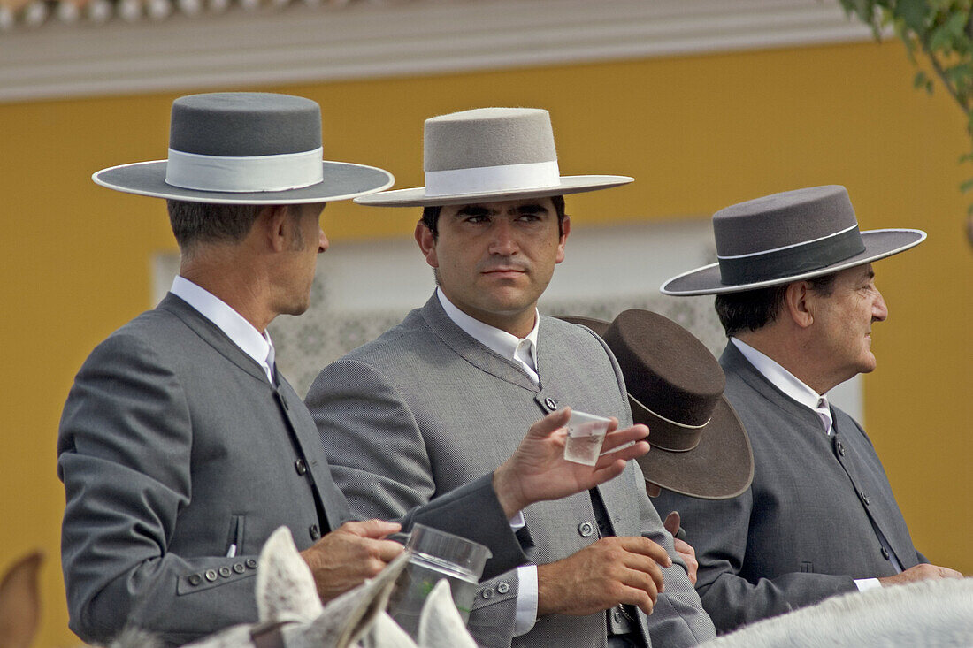 Horsemen in El Real de la Feria. Fuengirola. Málaga province, Costa del Sol. Andalusia, Spain